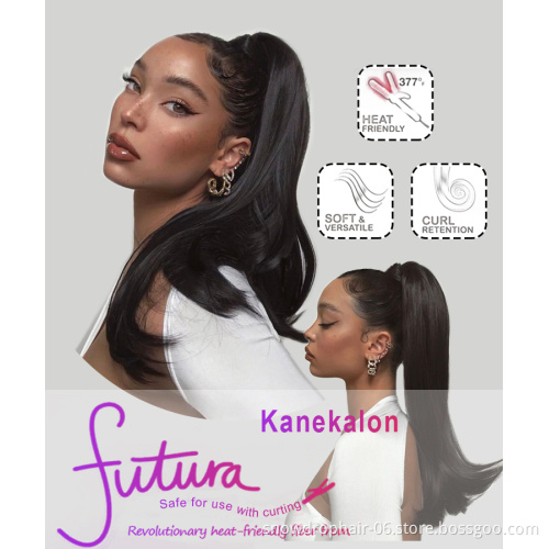 Kanekalons Futura 30 Inches Yaki Straight Water Wave Drawstring Wrap Hair Extensions Afro Kinky Long  Ponytail Synthetic Hair